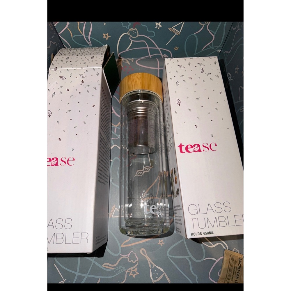 Tease Glass Tumbler Bamboo Lid‎ Infuser Sleeve 2 of them